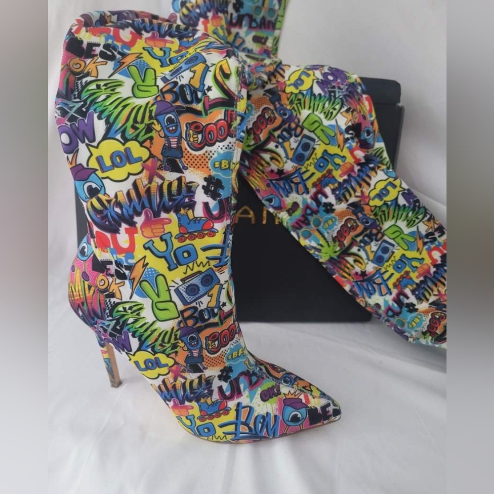White Graffiti Boots